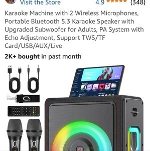 Karaoke Machine with 2 Wireless Microphones, Portable Bluetooth 5.3 Karaoke Spea
